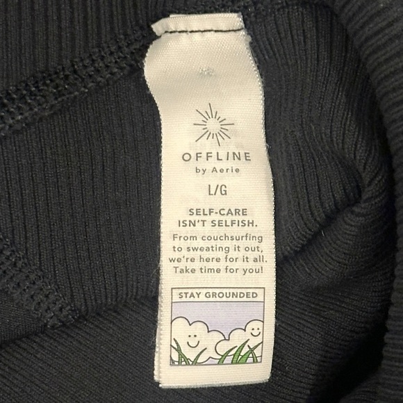 OFFLINE by Aerie Goals Ribbed High Waisted 7/8 Leggings True Black Women’s Large - Picture 7 of 9